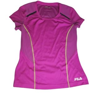 Fila Women's Pink Running Short Sleeve Mesh Sports Performance Top Size S